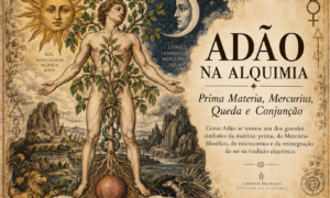 Adão na Alquimia representado como Prima Materia e Mercurius, entre o Sol e a Lua, símbolos da união dos opostos