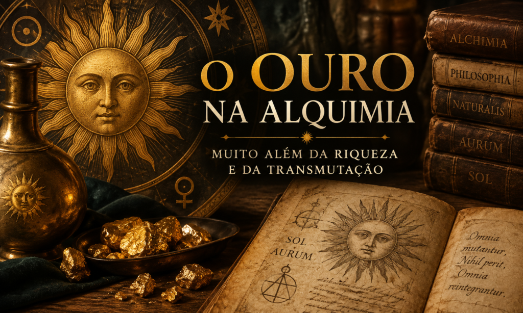 O ouro ocupa um lugar central na linguagem alquímica. Associado ao Sol, à incorruptibilidade e à perfeição, ele aparece tanto como substância material quanto como imagem de transformação.