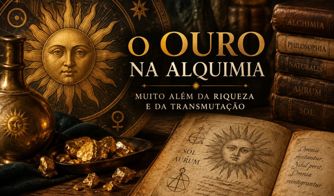 O ouro ocupa um lugar central na linguagem alquímica. Associado ao Sol, à incorruptibilidade e à perfeição, ele aparece tanto como substância material quanto como imagem de transformação.
